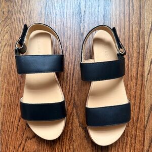 Nisolo Flatform Black Leather Sandals